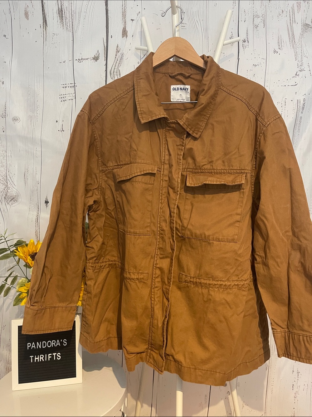 Old Navy Tan Utility Jacket with Front Pockets Size XL Preowned
